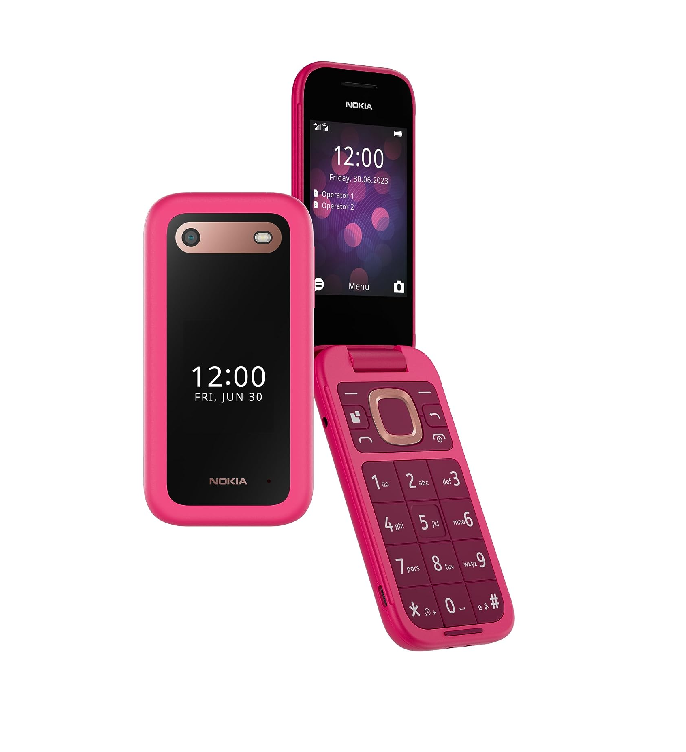 Buy nokia 2660 flip 4g volte keypad phone pop pink - AddMeCart