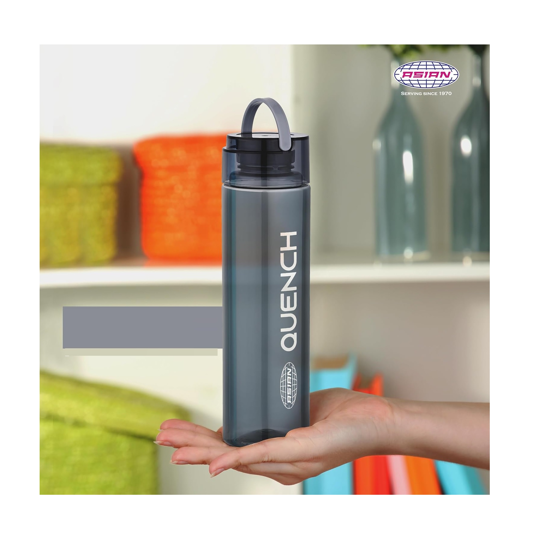 Buy asian plastowares quench water bottle 1 litre black