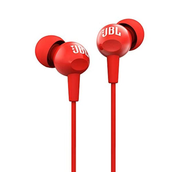 JBL C100SI Wired without Mic Headset  (RED, In the Ear)