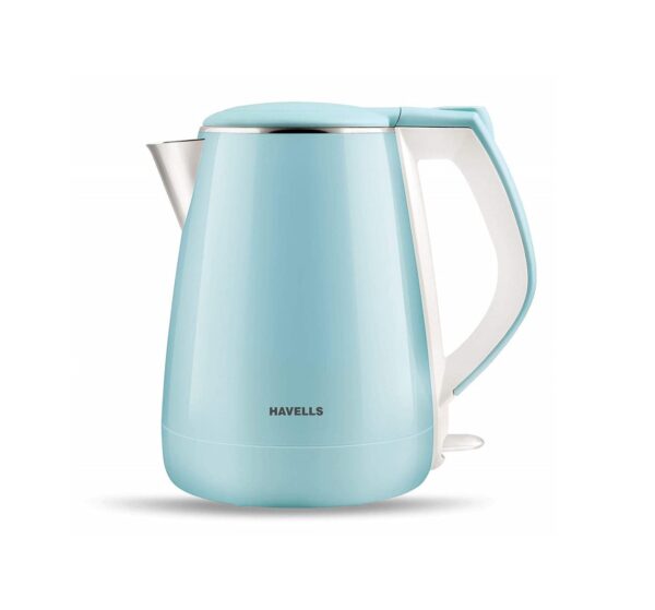 Havells Aqua Plus 1.2 litre Double Wall Kettle / 304 Stainless Steel Inner Body (Blue, 1500 Watt)