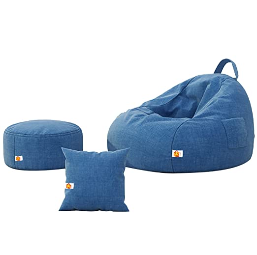 Kushuvi Faux Leather Bean Bag Chair Cushion Puff Stool Blue