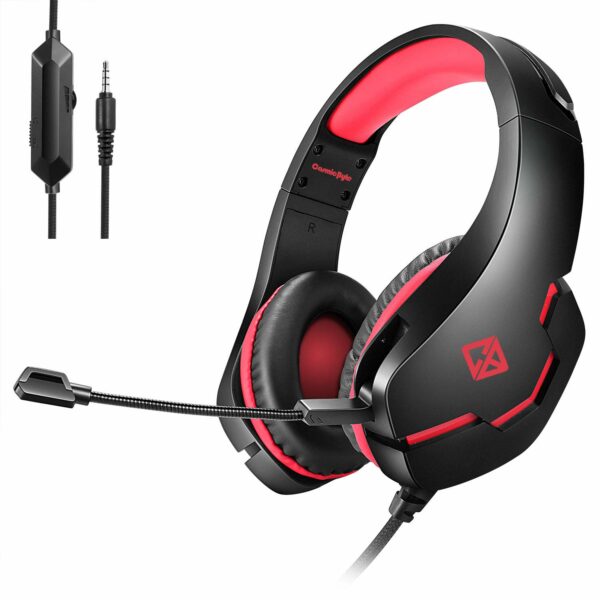 Cosmic Byte Stardust Headset with Flexible Mic for PS4, Xbox One, Laptop, PC, iPhone and Android Phones (Black/Red)