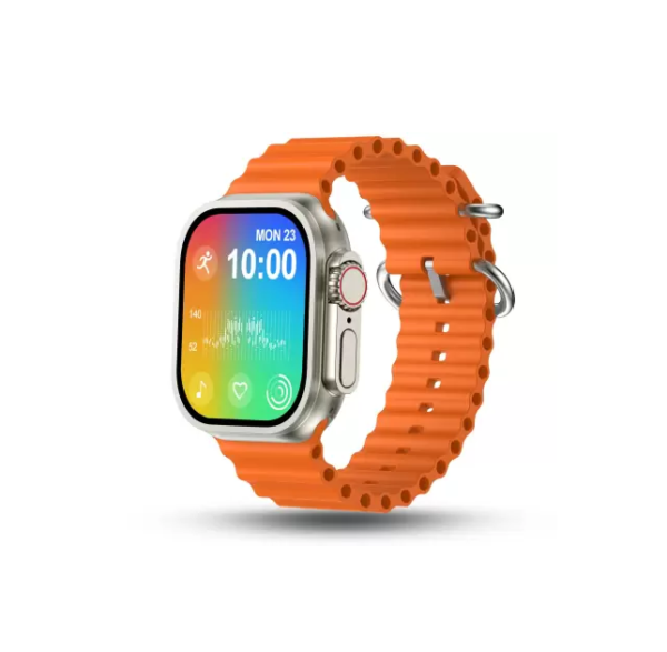 Pebble Cosmos Engage 1.95, BT Calling,Wireless Charging Smartwatch (Orange Strap, Free Size)