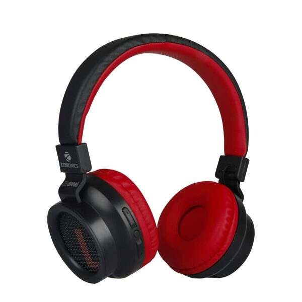 ZEBRONICS-Bang Over The Ear Headphones with Foldable Design and Bluetooth v5.0 Headphones (Red)