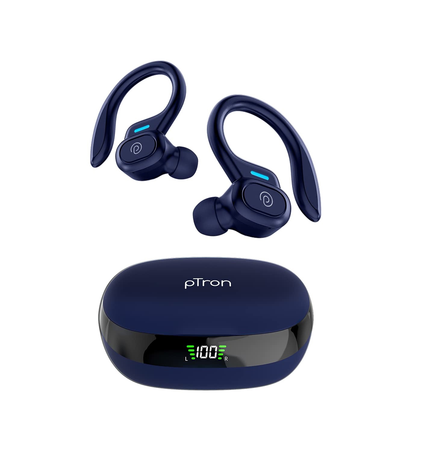 PTron Newly Launched Bassbuds Sports V3 in Ear TWS Earbuds with Mic Blue AddMeCart