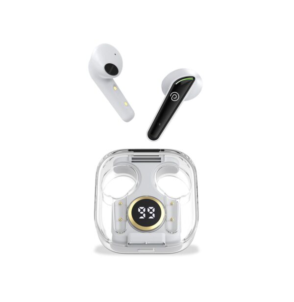 PTron Newly Launched Bassbuds Nyx in-Ear Wireless Headphone (White/Black)