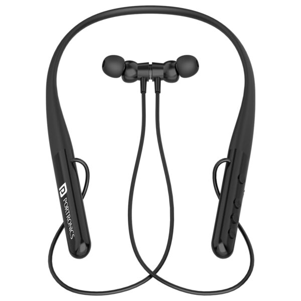 Portronics Harmonics Z4 Wireless Bluetooth 5.3 Neckband in Ear Earphones (Black)