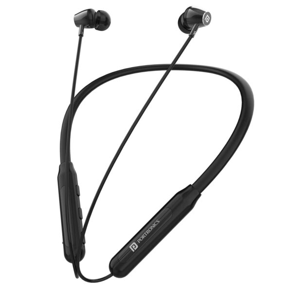 Portronics Harmonics Z3 Wireless Bluetooth 5.3 Neckband in Ear Earphones (Black)