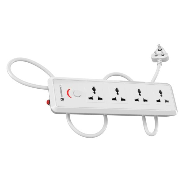 Portronics Power Plate 11 1500W Power Converter with 4 Power Sockets (White)