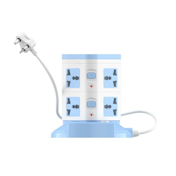 Portronics Power Plate 9 with 3 USB Ports + 8 Power Sockets Power Converter (Blue) - Image 2