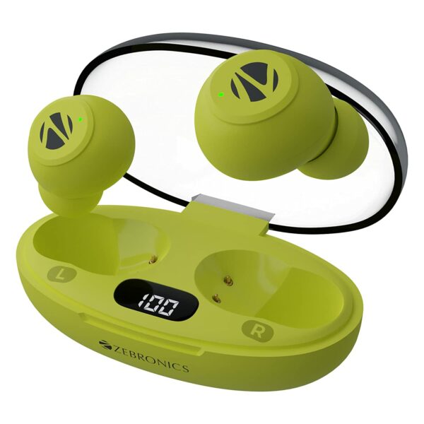 ZEBRONICS PODS 2 Wireless TWS Earbuds with Bluetooth 5.3 (Neon)