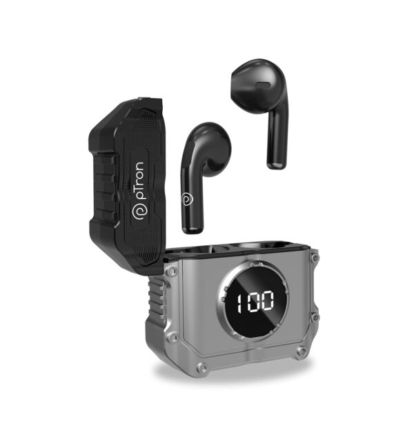 pTron Bassbuds Revv Wireless in Ear Earbuds with Mic (Black)