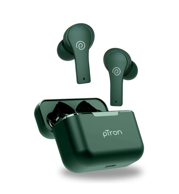 PTron Bassbuds Tango ENC Bluetooth Truly Wireless in Ear Earbuds with mic (Green) Refurbished