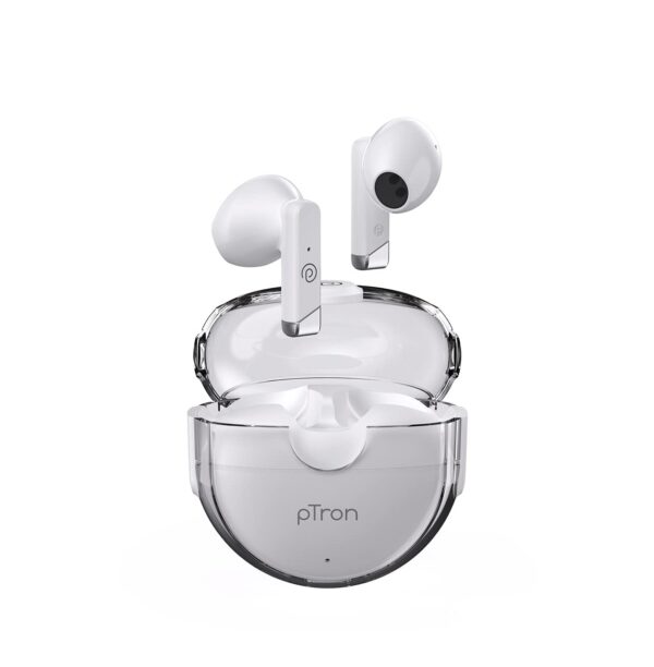 PTron Bassbuds Fute 5.1 Bluetooth Truly Wireless Featherlite TWS in Ear Earbuds with Mic (White)