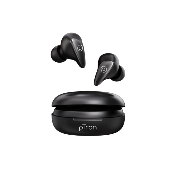 PTron Bassbuds Wave with TruTalk AI-ENC Calls, Movie/Music Modes, Deep Bass (Black) Refurbished