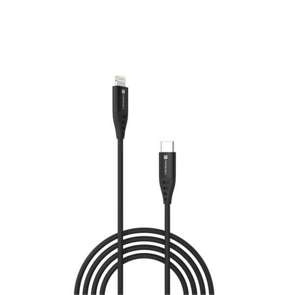 Portronics Konnect L1 20W Type C to 8 Pin Quick Charging Cable (Black)