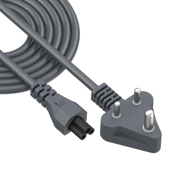 Portronics Konnect G2 Laptop Power Cable with 3PIN Clover Power Connector (Grey)