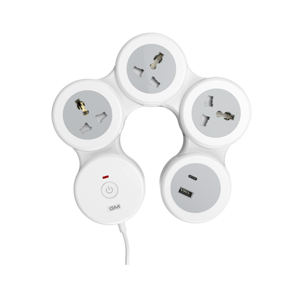GM 4+1 G-Hoop Spike Guard  with C & A Type USB-Master Switch,Indicator, Safety Shutter, 1.8 Mtr Wire