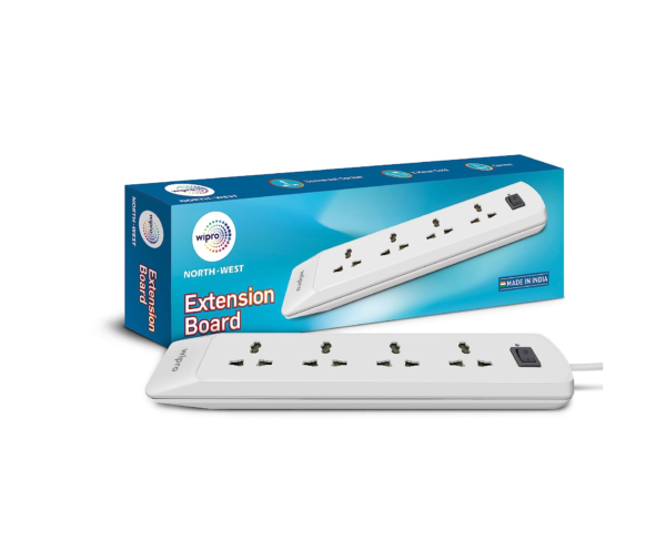 Wipro Northwest 6A Four-Way Extension Board (White) (NWE0200)