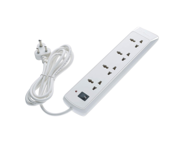 Bajaj 250 Volts 4 Socket Way Spike and Surge Guard with 2 m Wire Cable (White)