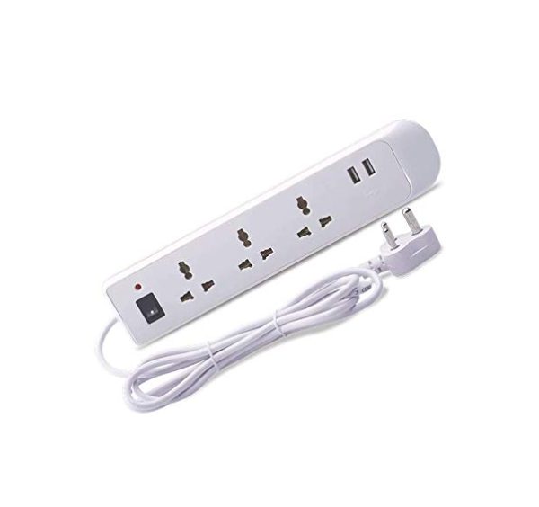 Bajaj 6A 3 Sockets, 2 USB Extension Board