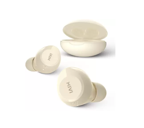 Mivi DuoPods K1 compact earbuds, AI-ENC,TWS with 42H Playtime (Buttery Beige, In the Ear)