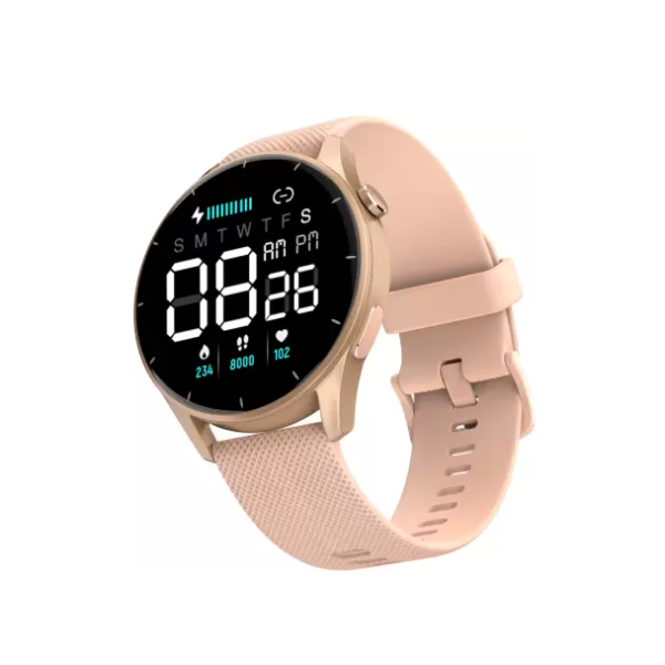 Noise Crew 1.38" Round Display with Bluetooth Calling Smartwatch (Pink Strap, Regular)