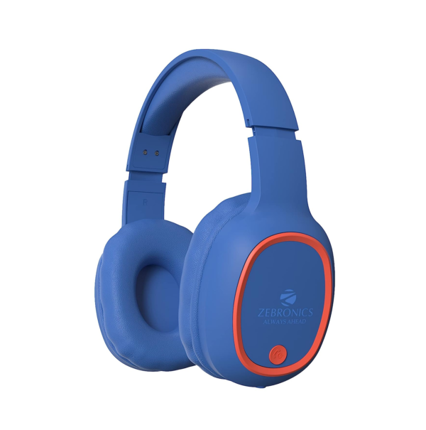 ZEBRONICS Zeb-Thunder Bluetooth Wireless Over The Ear Headphone (Blue with Red) Refurbished