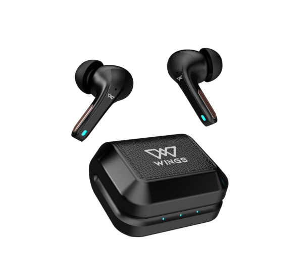 Wings Flobuds 300 Made in Inida Wireless TWS Earbuds with Leather-Look Finish, Black - Refurbished