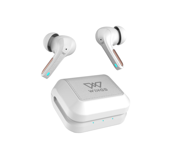 Wings Flobuds 300 Made in Inida Wireless TWS Earbuds with Leather-Look Finish, White - Refurbished