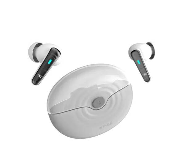 Wings Flobuds 200 Made In India Transparent Case Smart ENC Bluetooth Headset (White, Grey, True Wireless)