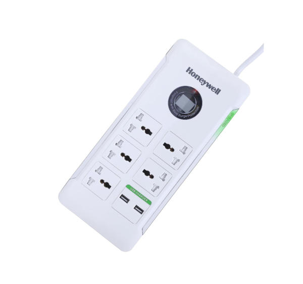 Honeywell Surge Protector, 5 Universal Sockets, 2USB ports, 1.5 Mtr Cord, Extension board