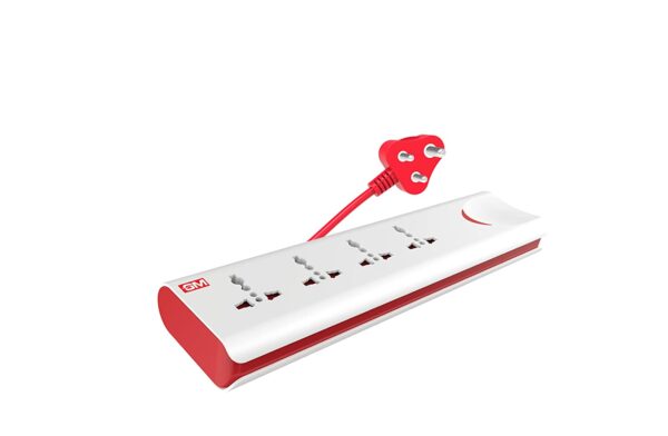 GM 3060 E-Book 4 + 1 Power Strip Red & White Color 240 Volts with Master Switch