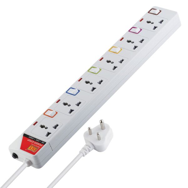 MX 6 Outlet Power Strip with Universal Socket & LED Indicator