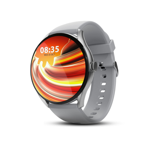 beatXP Vega 1.43" (3.6 cm) Super AMOLED Display, One-Tap Bluetooth Calling Smart Watch (Silver Silicone)