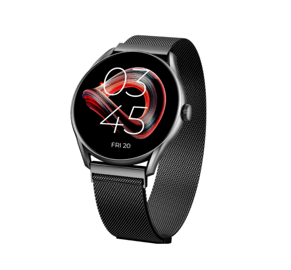 beatXP Vega 1.43" (3.6 cm) Super AMOLED Display, One-Tap Bluetooth Calling Smart Watch (Black Metal Magnetic)