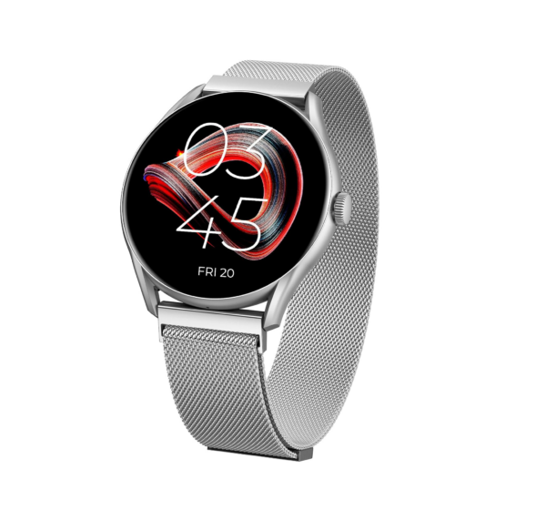beatXP Vega 1.43" (3.6 cm) Super AMOLED Display, One-Tap Bluetooth Calling Smart Watch (Silver Metal Magnetic)