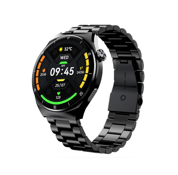 beatXP Vega X 1.43" (3.6 cm) Super AMOLED Display, One-Tap Bluetooth Calling Smart Watch (Black Metal Chain)