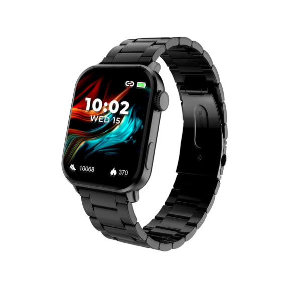 beatXP Unbound+ 1.8" (4.5 cm) AMOLED Display (1000 Nits Brightness), Bluetooth Calling Smart Watch - Black Metal Chain
