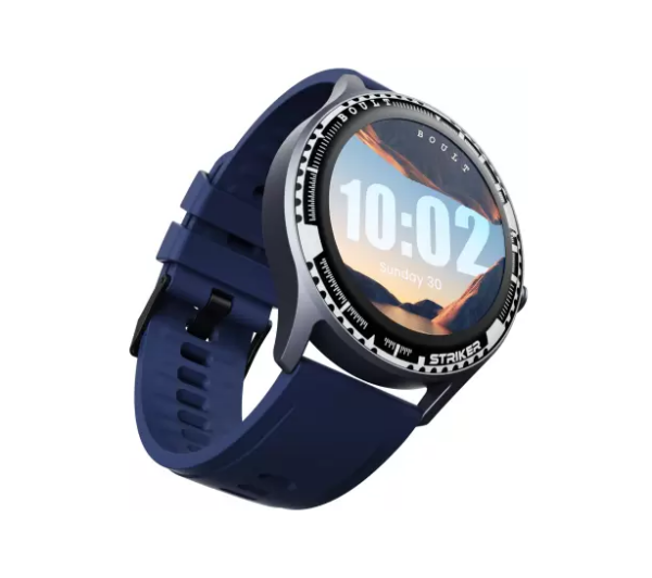 Boult Striker Bluetooth Calling, Health Tracking, Zinc Alloy Frame, 100+ Sports Modes Smartwatch (Blue Strap, Free Size)