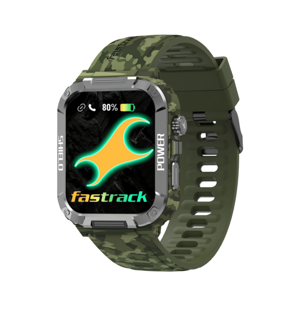 Fastrack Limitless Valor Rugged Smart Watch|Large 1.91" Super UltraVU Display, Green Camo