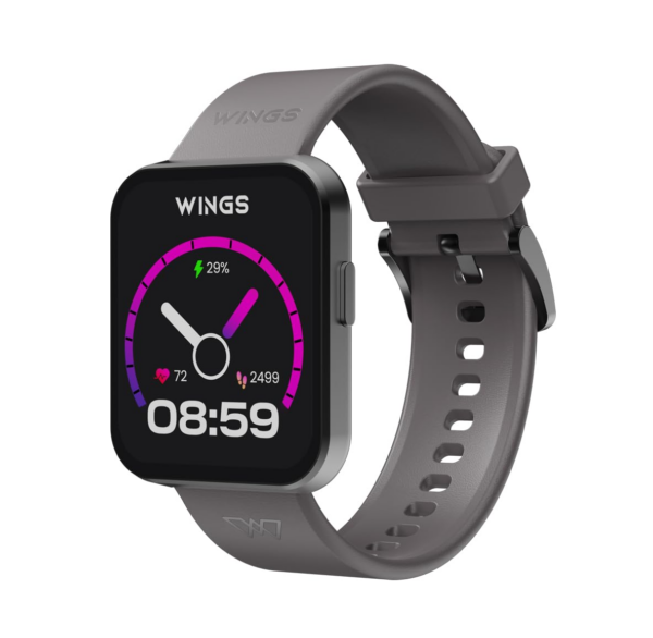 Wings Meta Smartwatch, 1.85" HD IPS Display, BT 5.3 Single Chip Calling, Top smartwatch, Grey