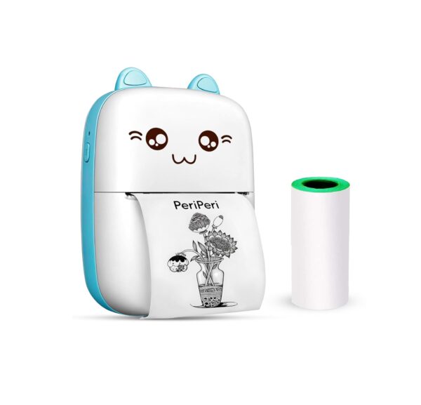 PeriPeri C6 Mini Thermal Printer, Inkless Bluetooth Pocket Printer (Blue)