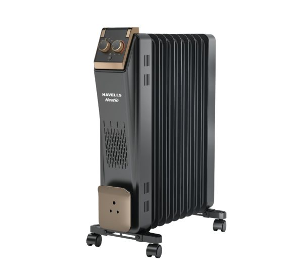 Havells 9 Fin Hestio Straight Fin OFR | 2400 Watt, Thermostatic heat control with 3 power settings, Black