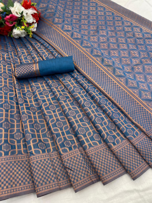 Beautiful Rich Pallu and Jacquard Border Work Soft Span Cotton Silk Saree (Blue)