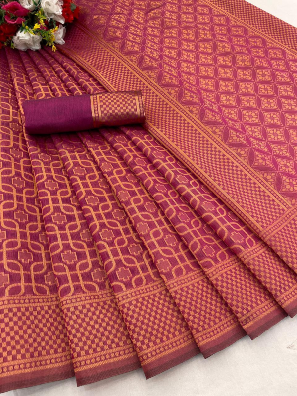 Beautiful Rich Pallu and Jacquard Border Work Soft Span Cotton Silk Saree (Purple)