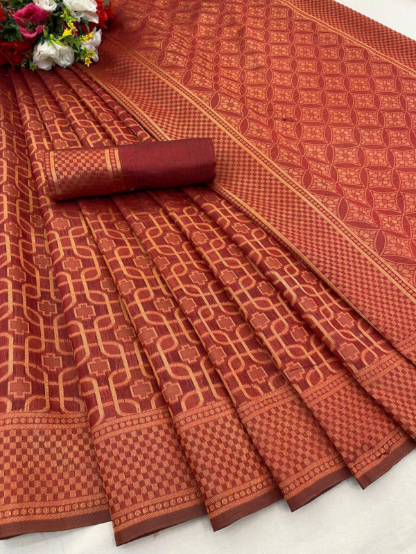 Beautiful Rich Pallu and Jacquard Border Work Soft Span Cotton Silk Saree (Maroon)