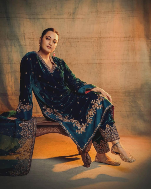 Velvet Top With Beautiful Embroidery & Heavy Velvet Palazzo