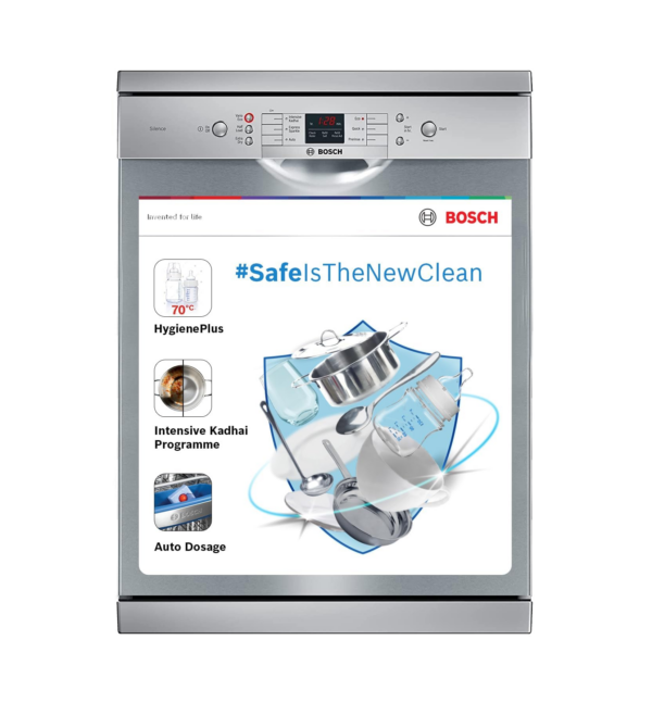 Bosch 13 Place Settings, Free Standing Dishwasher (SMS66GI01I, Silver Inox)