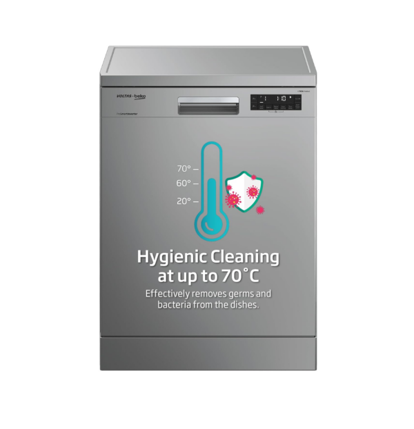 Voltas Beko 14 Place Setting Dishwasher, AquaFlex, AquaIntense (DF14S2,Silver)